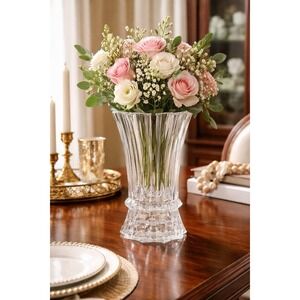 Mikasa Rainier Crystal Vase 10in Vintage Heavy Clear Cut Glass Starburst